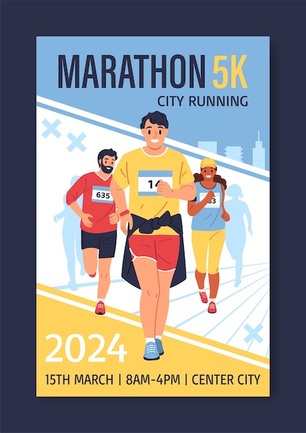 Vector city marathon poster in flat design