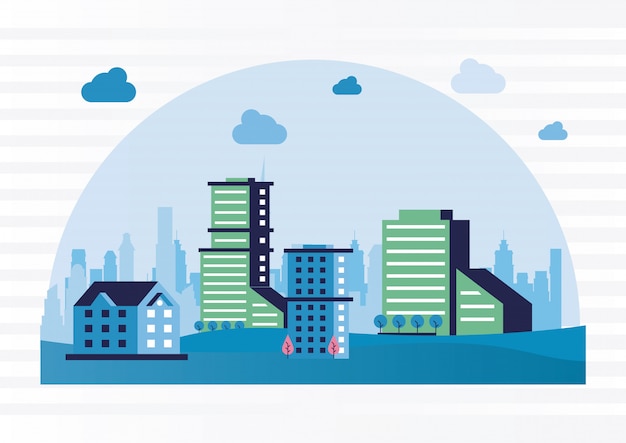city minimal cityscape scene frame