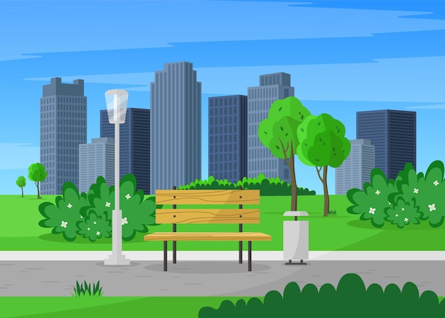 街の中心部にある街の公園で,ベンチストリートランプで,都市のレクリエーションと散歩のコンセプト