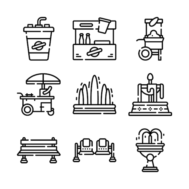 City park icons set.