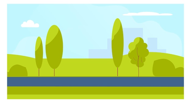 City park morning Green nature empty background Vector illustration