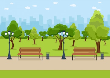 Premium Vector | City park wooden bench