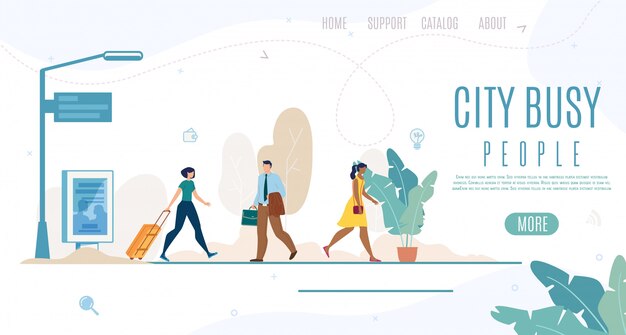 Vector city people life time management landing page