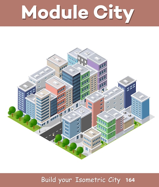 City phone concept business idea 3d isometric skyscraper