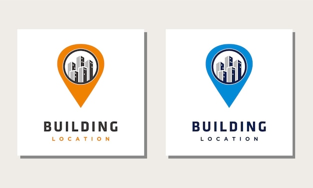 City pin location logo design icon vector template