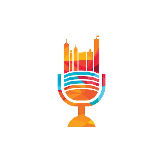 Vector city podcast vector logo design template