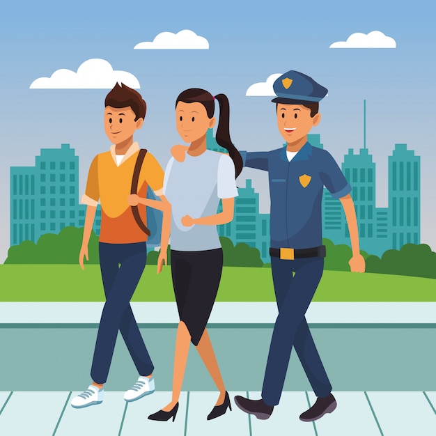 Vector city police officer on duty cartoon