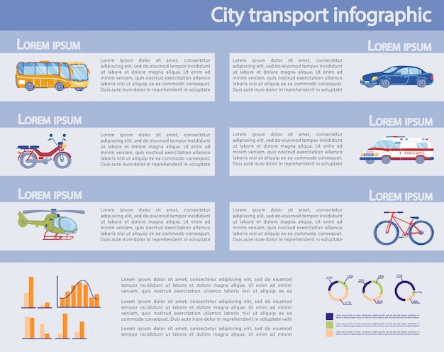 Vector city private and public transport infographic set.
