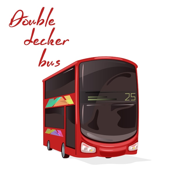 Vettore servizio di trasporto pubblico cittadino, veicolo moderno, famoso autobus londinese.