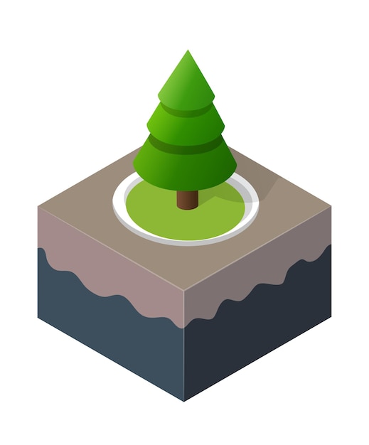 Vector city quarter top view landscape isometric 3d illustration projection with trees