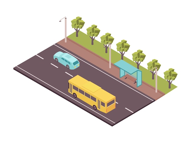 Vector city road isometric composition