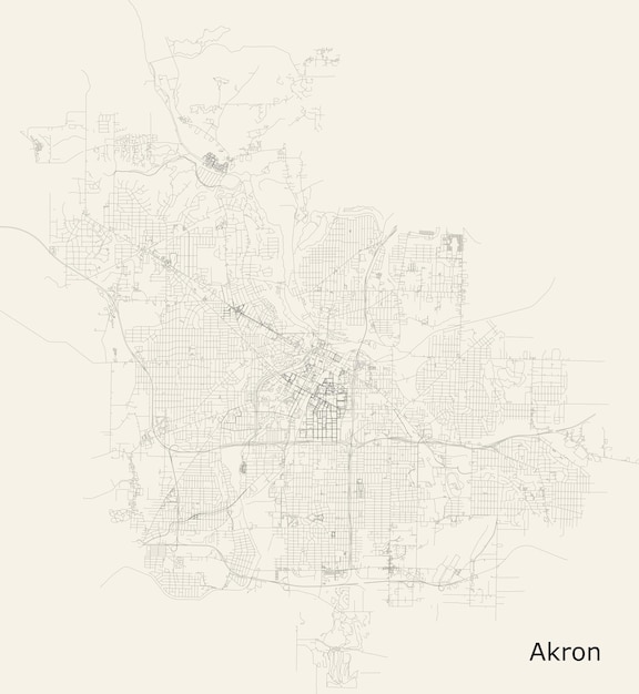 Mappa stradale della città di akron ohio usa