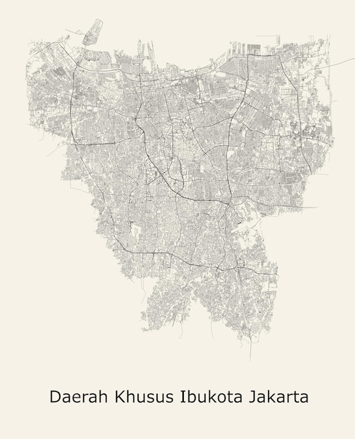 Vector city road map of jakarta indonesia