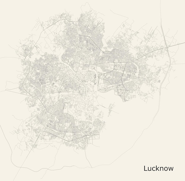 Premium Vector City road map of Lucknow Uttar Pradesh India
