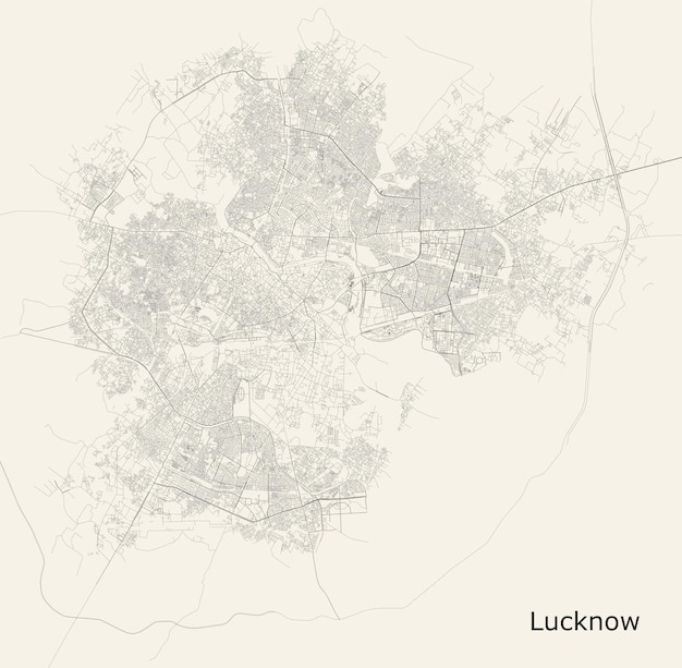 Vector city road map of lucknow uttar pradesh india