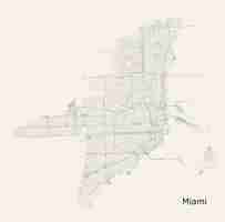 Vector city road map of miami florida usa