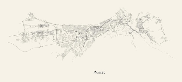 オマーン・マスカットの市内道路地図