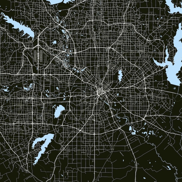 벡터 미국 텍사스 달라스의 도시 도로 지도