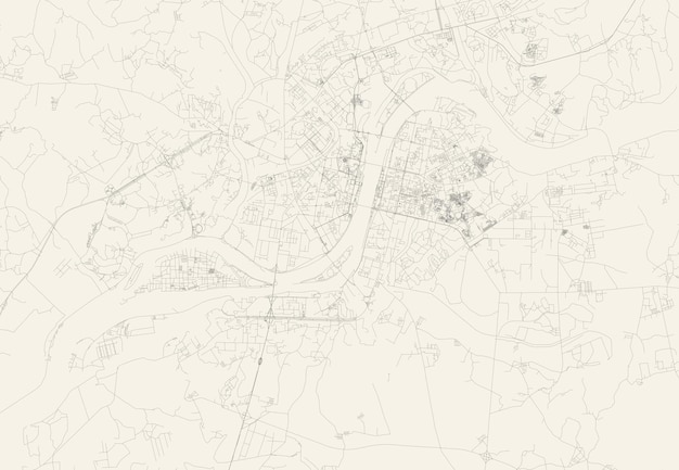 Mappa stradale della città di pyongyang, corea del nord