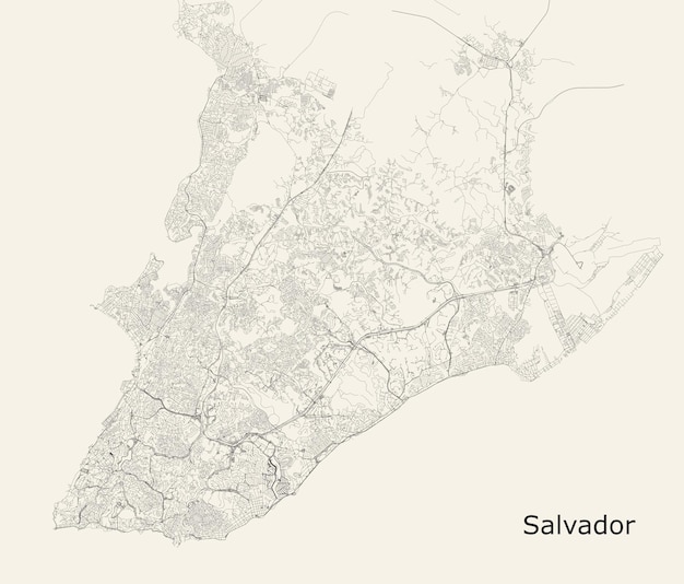 Mappa stradale della città di salvador stato di bahia brasile