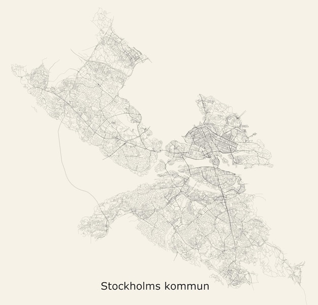 Mappa stradale della città di stoccolma, svezia