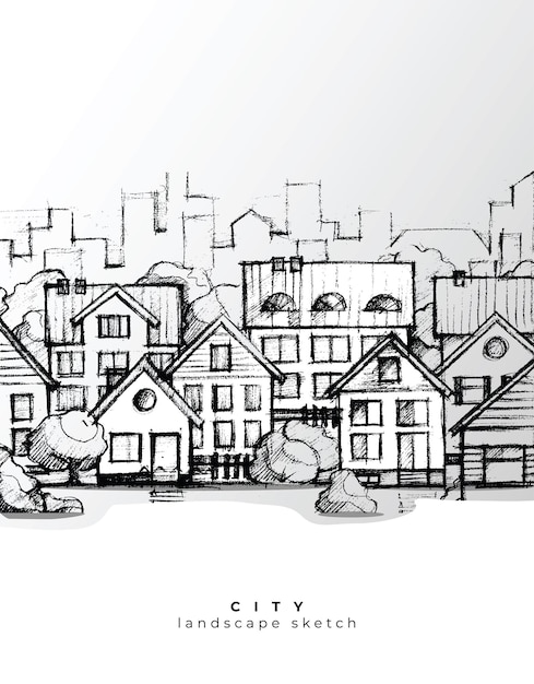 City scape hand drawing. Vector illustration