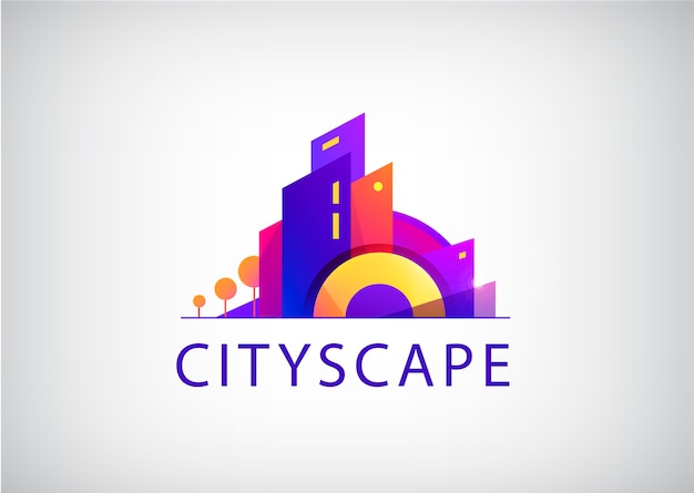 City scape logo isolated on gray