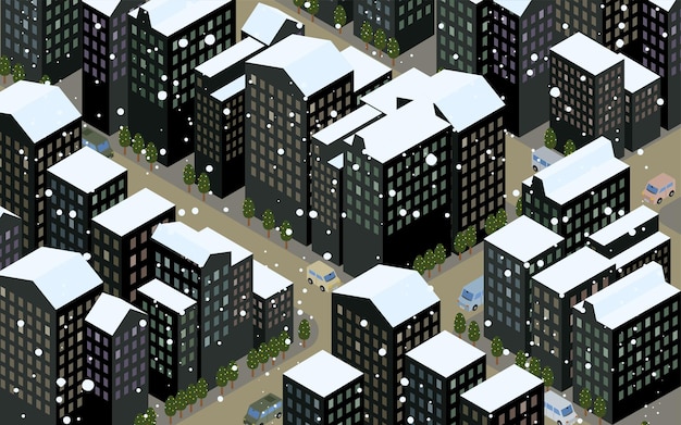 Vector city scenery material christmas business district isometric