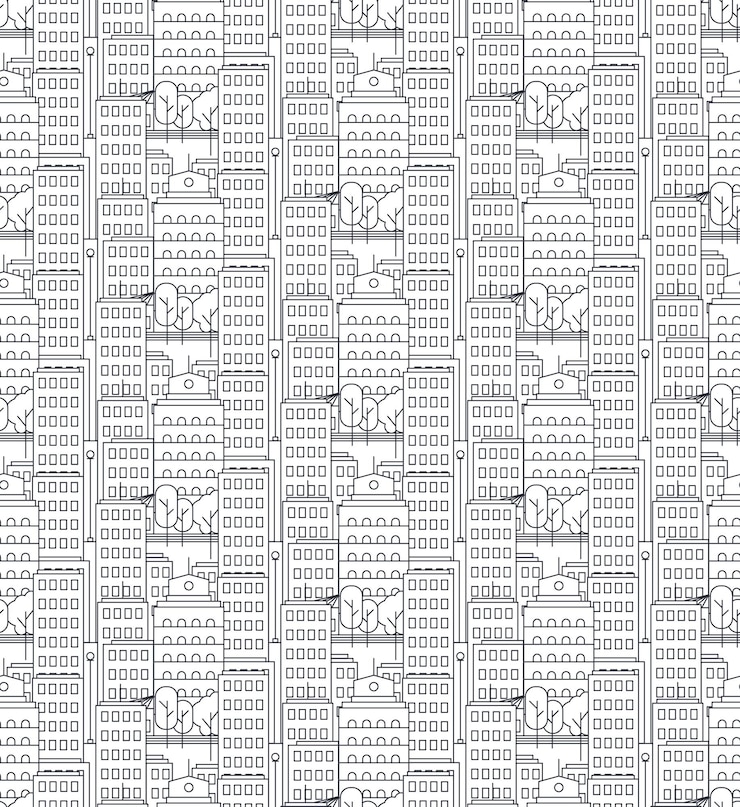 Vector city seamless pattern