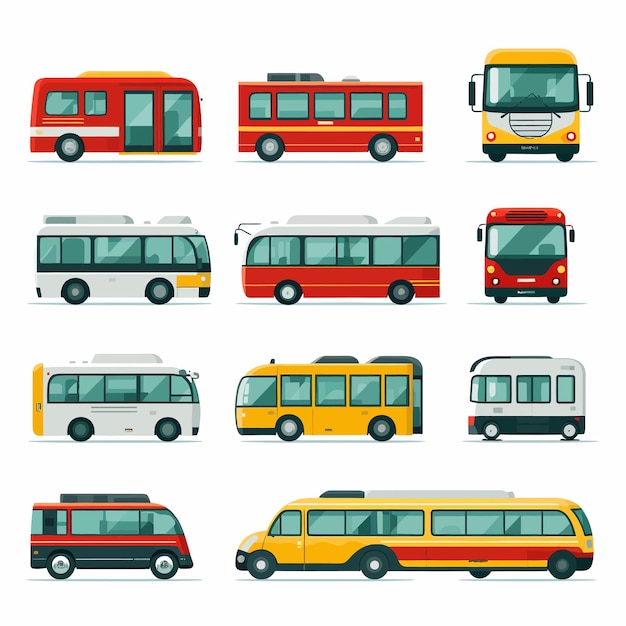 City_servise_car_truck_bus_set_vector