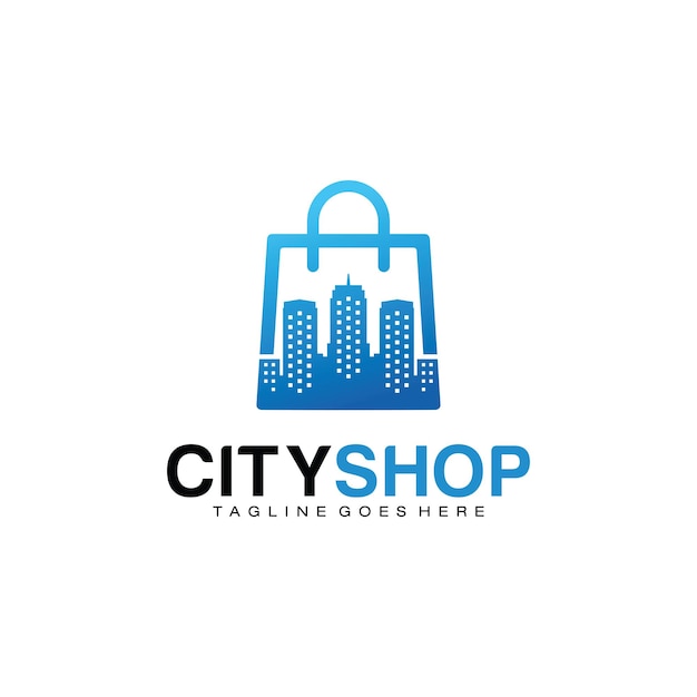 Vector city shop logo design template