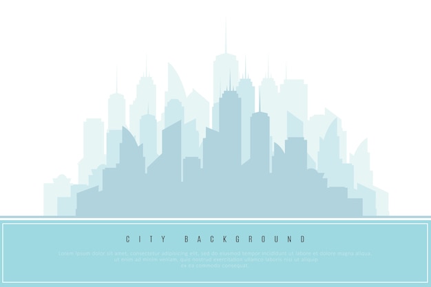 Silhouette della città in azzurro. elemento di design architettonico, illustrazione vettoriale