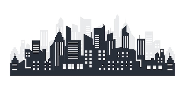 Vector city silhouette land scape. city landscape. downtown landscape with high skyscrapers. panorama archi