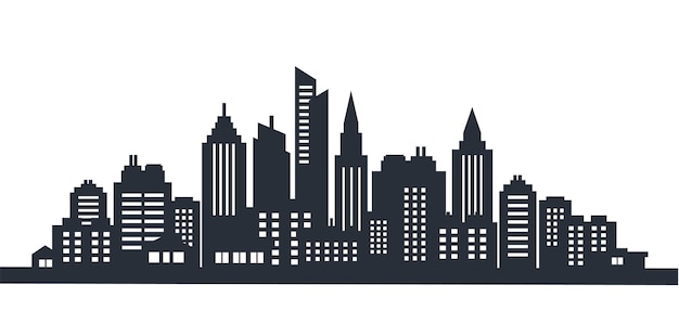 Vector city silhouette landscape horizontal city panorama