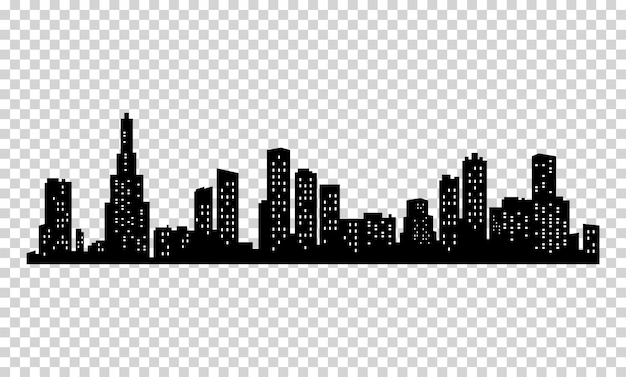 City silhouette. modern urban landscape. cityscape buildings silhouette. city skyline with windows in a flat style