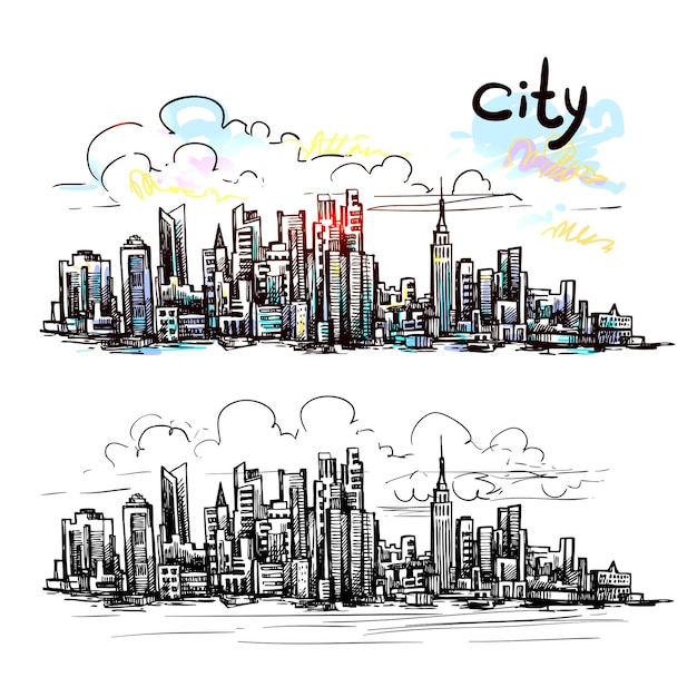 Vector city sketch vector