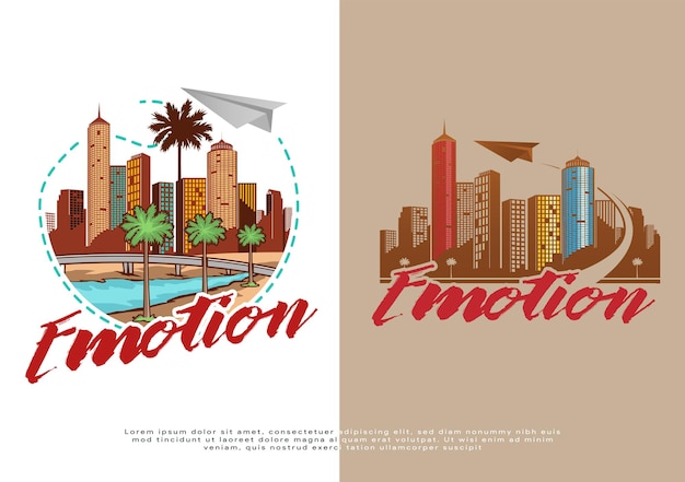 Vector city skyline illustration landscape artwork for tshirt printing