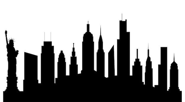 City skyline silhouette
Cityscape buildings night town and horizontal urban