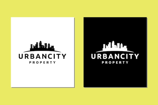 City skyline silhouette for real estate building icon logo design vector inspiration