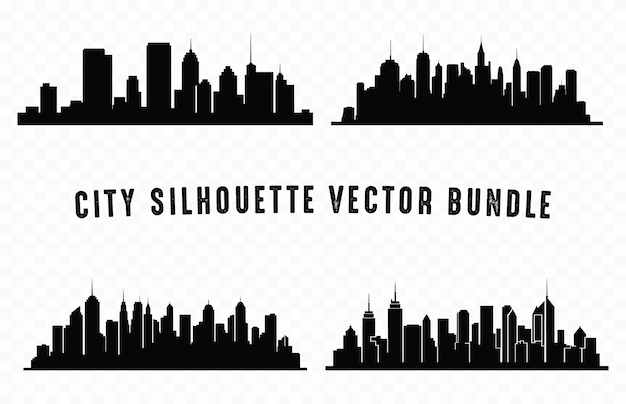 city skyline silhouettes vector set city buildings silhouette isolated on a white background