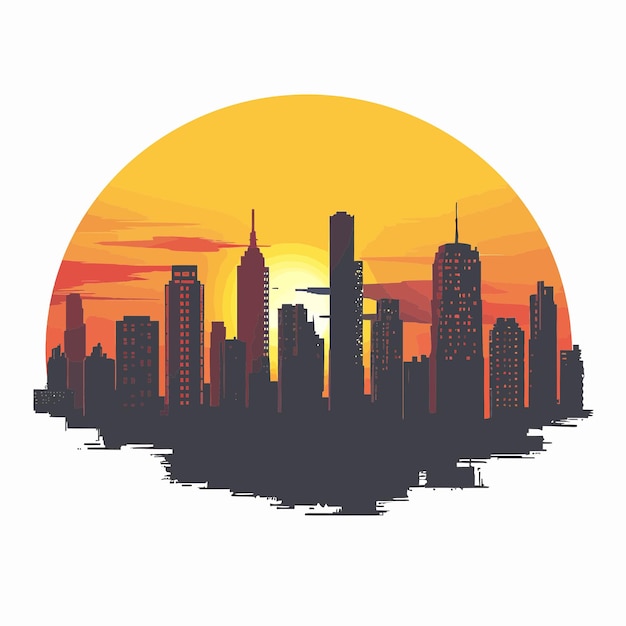 Vector city skyline sunset 3