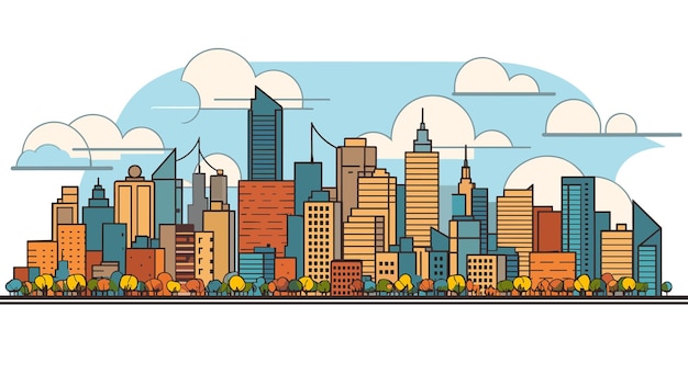 Vector city skyline vector urban landscape daytime cityscape