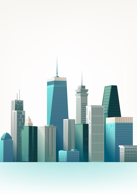 city skyline vertical illustration city buildings complex