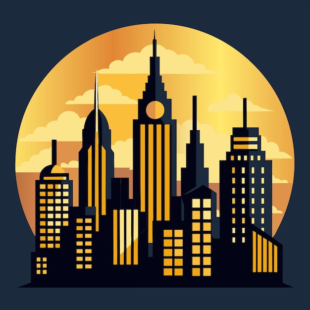 a city skyline with a city skyline in the background