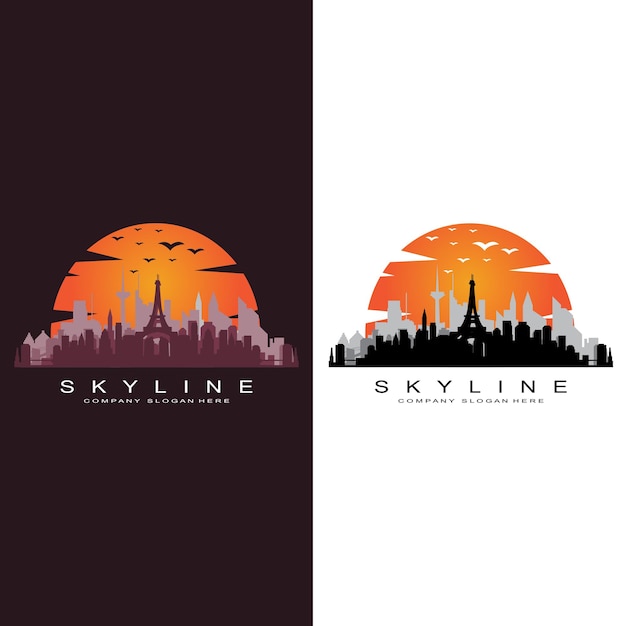 City skylineskyscraper for urban real estate building logo design vector