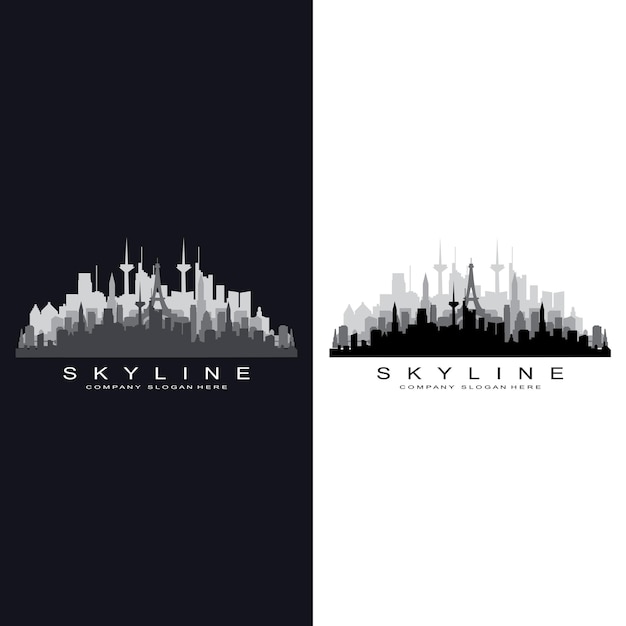 City skylineskyscraper for urban real estate building logo design vector