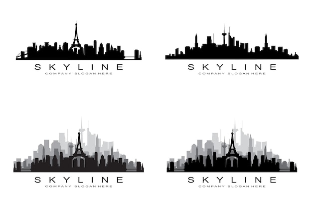 City skylineskyscraper voor urban real estate building logo design vector
