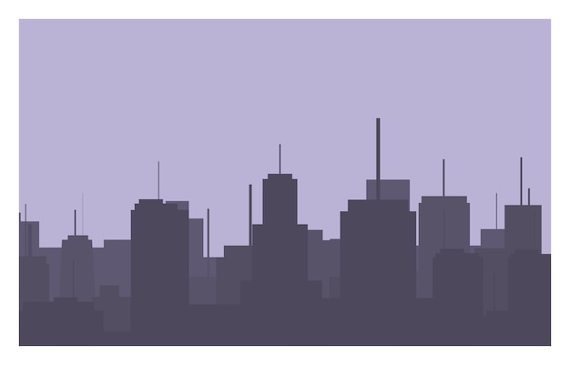 City skyscraper building silhouette Simple flat illustration