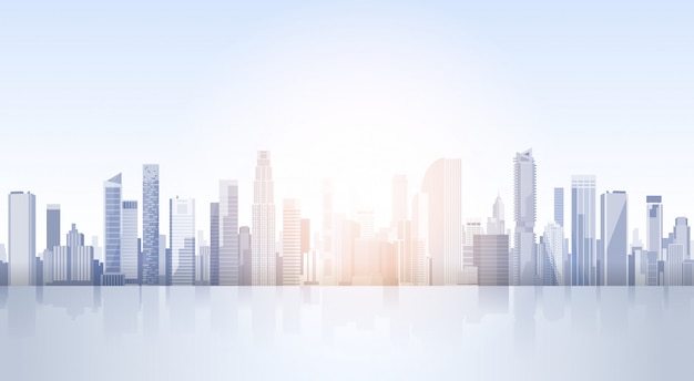 City Skyscraper View Cityscape Background Skyline Silhouette with Copy Space