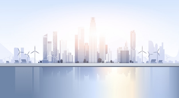 City Skyscraper View Cityscape Background Skyline Silhouette with Copy Space